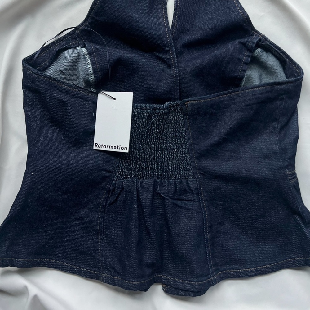 NWT REFORMATION TATE DENIM TOP - Picture 4 of 6